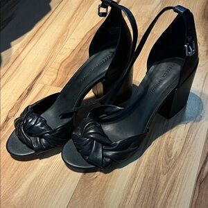 Rebecca Minkoff Black Leather Sandal Heels
